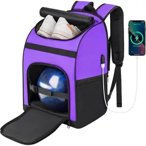 Bowling Ball Bag Backpack with Shoe Bag Up to Size 16, Accessories Gifts for Bowling Lovers, Bowling Bag with Padded Ball Holder