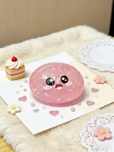 Pink Glitter Cute Steamed Bun Squishy Slow Rising Stress Relief Fidget Toy With Steamer Box