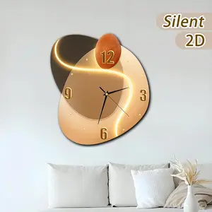 Modern Wooden Wall Clock, Battery Operated Silent Hanging Clock, & Design, Suitable for Living Room Kitchen Cafe
