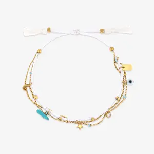 String and Chain Layered Bracelet