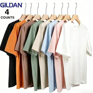 GILDAN G5000 4 Pack Multi Color T-Shirts Men 100% Cotton Heavyweight Blank Tees Assorted Colors Crew Neck Short Sleeve Plain Tee Value Pack S-4XL