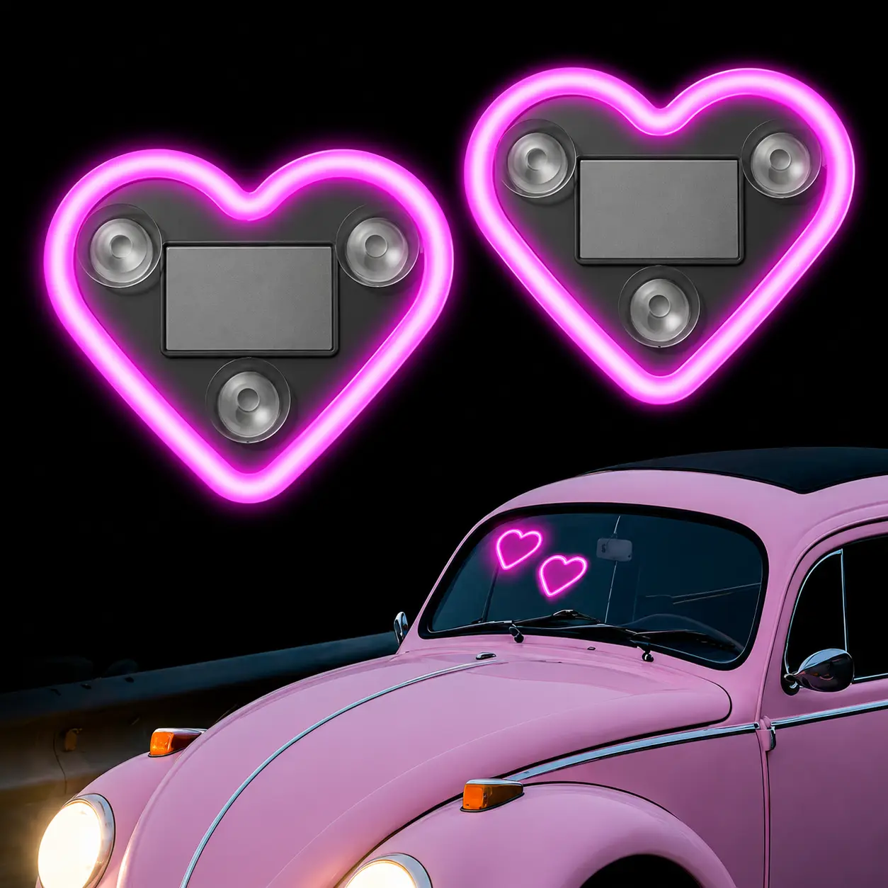 Solar-Powered Heart-Shaped Triangle Window LED Light with USB Dual Charge, Car Interior & Home Office Multi-Scenario Layout, Wireless No-Wiring Decorative LED Ornament, Multi-Color Romantic Cute Car Interior Accessory