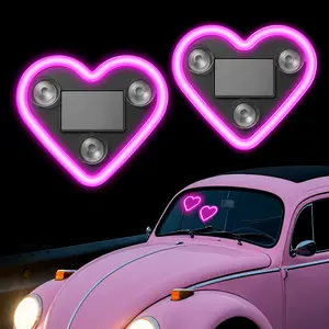 Solar-Powered Heart-Shaped Triangle Window LED Light with USB Dual Charge, Car Interior & Home Office Multi-Scenario Layout, Wireless No-Wiring Decorative LED Ornament, Multi-Color Romantic Cute Car Interior Accessory