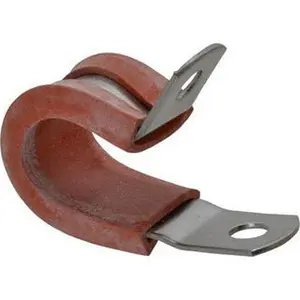 Made in USA Grade 304 Stainless Steel Cushioned Clamp (Model STAR-SS-8HT) - Gray/Red, Compatible with 1/2" Pipe, 1/2" Rod