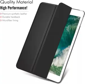 For iPad 5/6th Generation 9.7 2017/2018 Folio Stand Shockproof Case Cover -Black Computer Leather Magnetic Protection