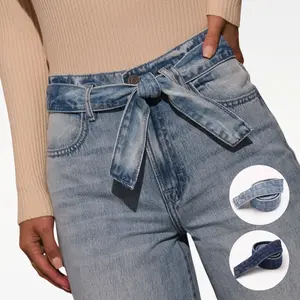 BlueMoment Denim Waist Belt with Tie-Up Strap for Jeans & Dresses DIY Styling Bow Tie Strap
