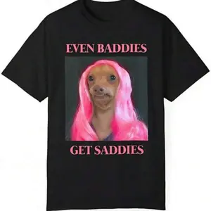 Even Baddies Have Bad Days Funny T-Shirt, White Elephant Dog Meme Thicc Boy Mental Health Anxiety Unisex Vintage Tee