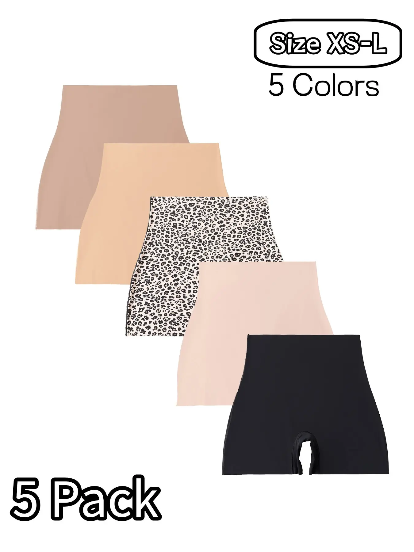 Women's High Waisted Seamless Briefs, Leopard Print Casual Underwear, Soft Breathable Smooth All Seasons, Slim Fit 5 Pack, High Rise Panties