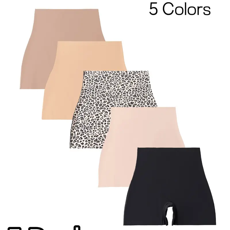 Women's High Waisted Seamless Briefs, Leopard Print Casual Underwear, Soft Breathable Smooth All Seasons, Slim Fit 5 Pack, High Rise Panties, Soft Breathable Panty