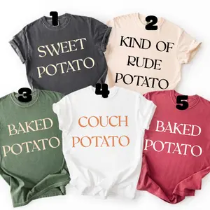 Custom Funny Family Thanksgiving Shirt Comfort Colors, Sweet Potato, Couch Potato, Baked Potato, Matching Friends Food Shirts, Thanksgiving Outfit Trend