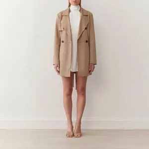 Faux Suede Trench Coat – Short Classic Style