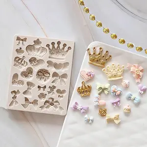 Crown Chocolate Mold with Cute Bow Tie Design, Silicone Molds for DIY Cake Decoration and Baking Tools, Home Kitchen Essentials