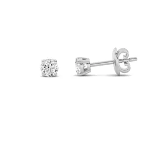 Lab Grown Diamond Stud Earrings - 1.00 Carat F/VS Round Brilliant, White Gold Plated Base, Luxury Statement Jewelry