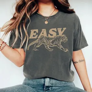 Comfort Colors Easy Tiger Shirt, Retro Boho Tee, Oversized Graphic Tee, Hippie Clothes, Indie Shirt, Unisex