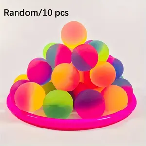 Synthetic Rubber Rainbow Spheres, 10-Pack Bouncy Balls, Mixed Colors for Party Favors, Carnival Prizes, Fun Activities