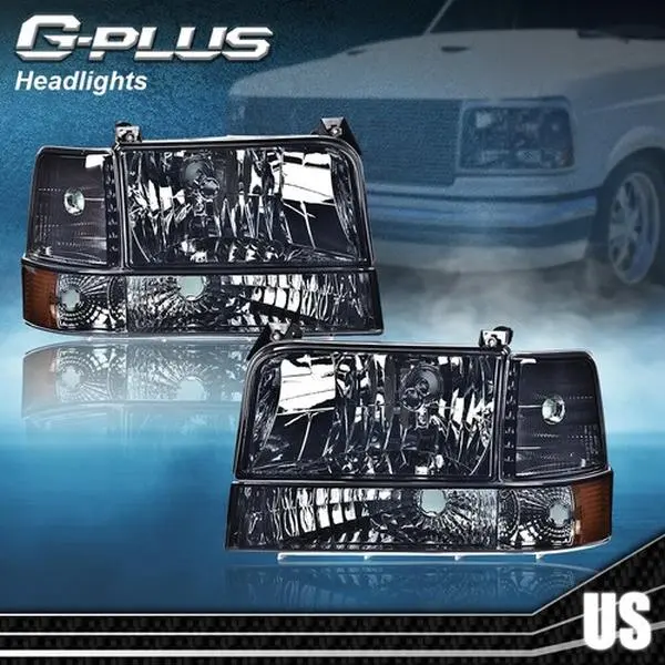 G-PLUS Headlights for 1992-1996 Ford F150/F250/F350 Headlight Assembly & Amber Corner Headlights Headlamps New