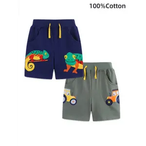 2pcs Boys' Knitted Cotton Sweatpants with Pocket Micro-elastic Casual Children's Shorts Suitable for Outdoor Activities Boys' Running Pants