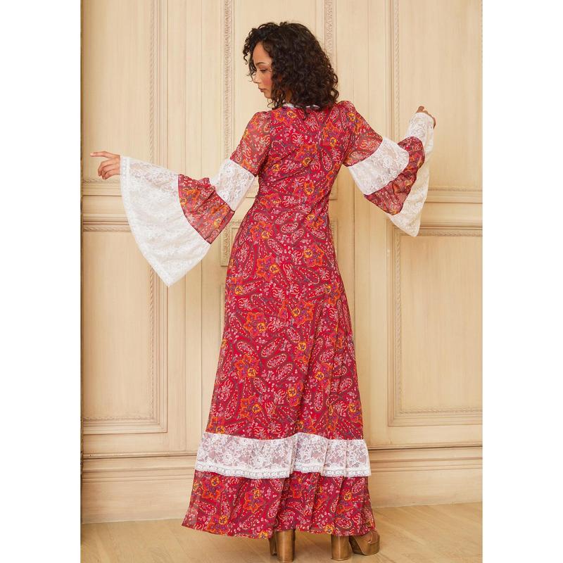 GUNNE SAX by ModCloth Josephina Bell Sleeve Maxi Dress - Limited Edition - Red Paisley Print (XS-4X)