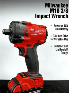 Milwaukee  3/8" Impact Wrench M18  Cordless Power Tool High Torque for Narrow Spaces Auto Mechanic Jobs