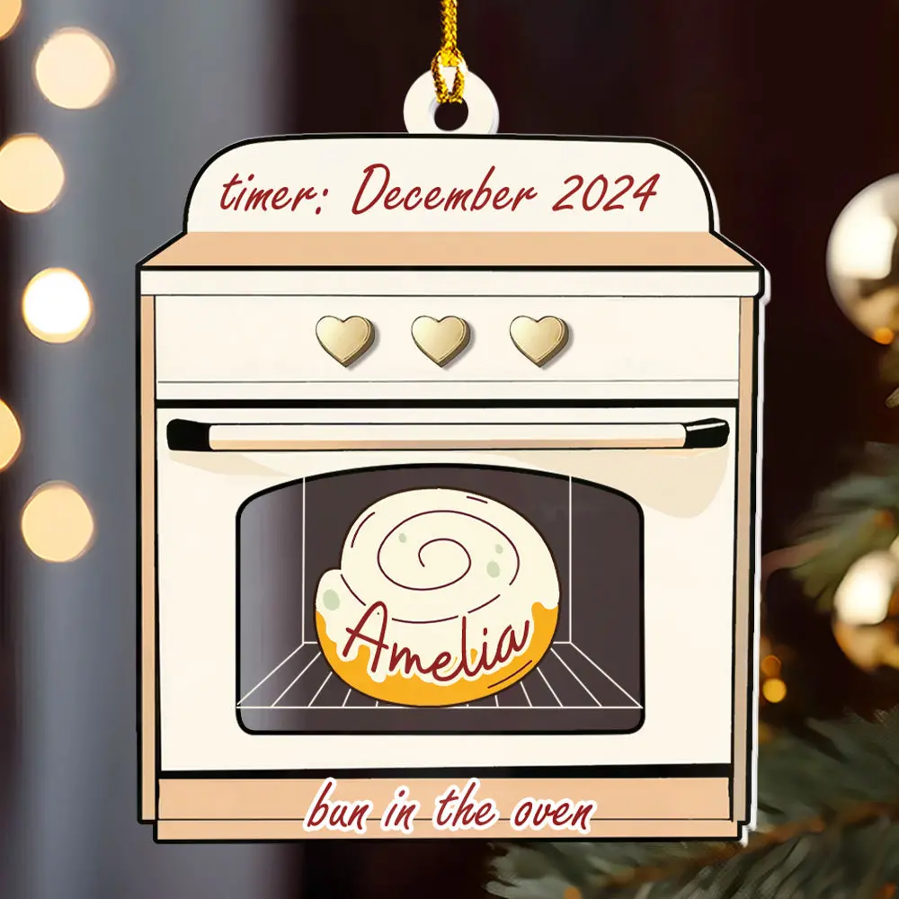 Petthouse | Bun In The Oven Ornament, Custom Expecting Baby Ornament, Pregnancy, Mom To Be Gift, Baby Christmas