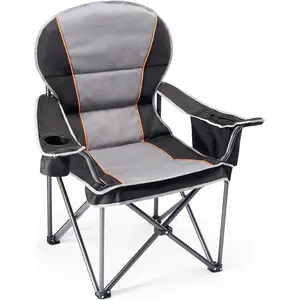 Oversized Folding Camping Chair for Adults, Portable Outdoor Collapsible Chairs, 500 LBS Heavy Duty Support with Cup Holders, Perfect for Lawn, Fishing, Hiking, Black
