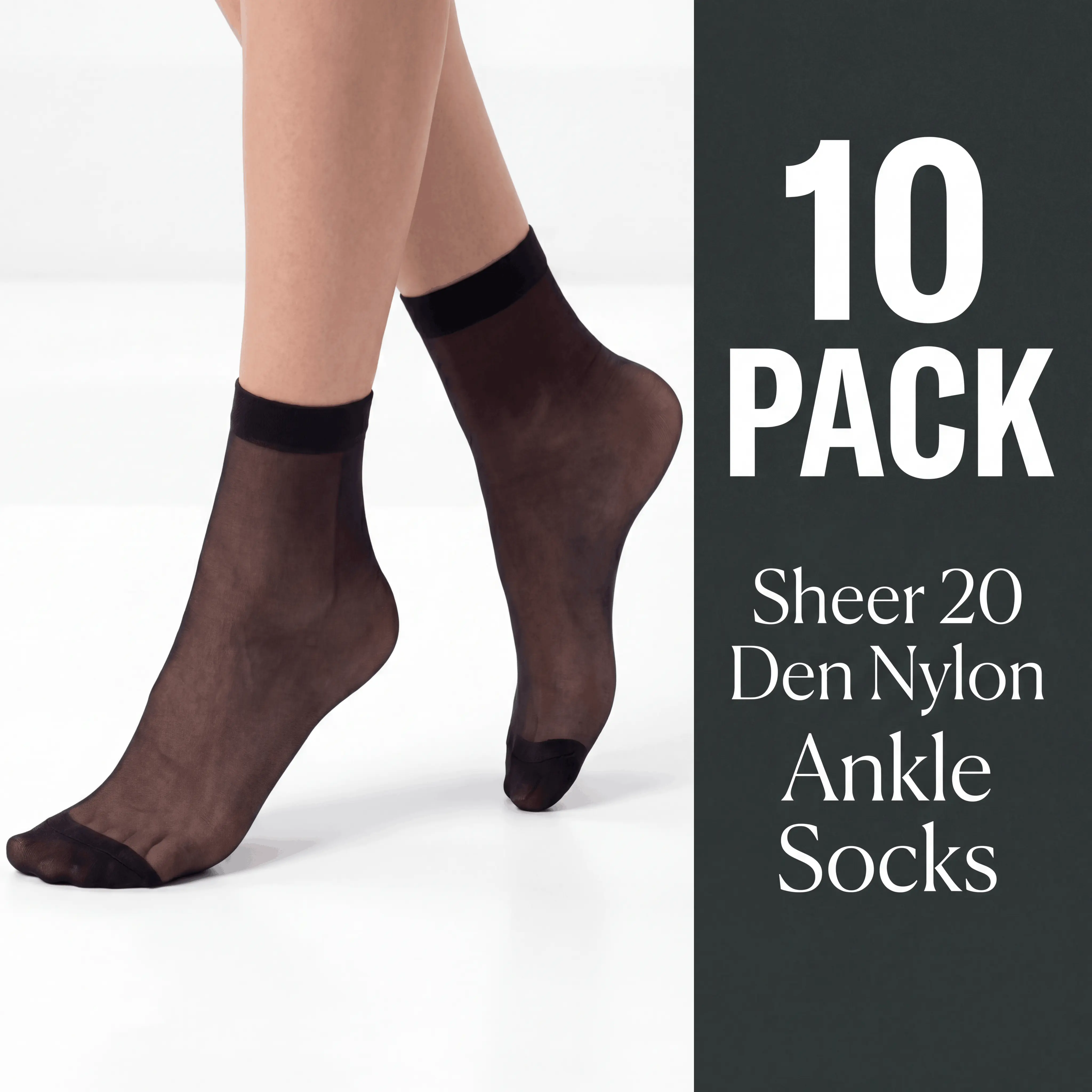 Taza Station Women's 10 Pack Casual Sheer Nylon Breathable Summer Everyday Lightweight Ankle Socks - 20 Den