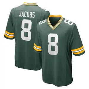 Green Bay Jacobs 8 Green/White/Navy Football Player Game Jerseys, Sports Stitched T-shirts Top for Men Women Youth Boys Girls