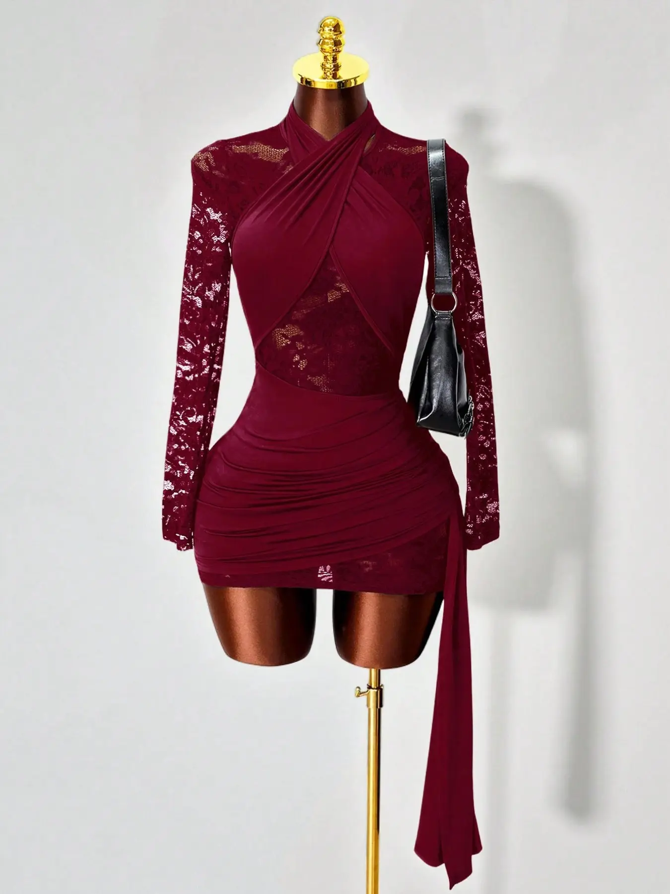 Women's Sexy Elegant Sheer Patchwork Lace Halter-Neck Long Sleeve Bodycon Dress Womenswear Formal Wear for Dates, Stage, Party, Elegance - TikTok Shop Women's Sexy Elegant Sheer Patchwork Lace Halter-Neck Long Sleeve Bodycon Dress Womenswear Formal Wear for Dates, Stage, Party, Elegance - TikTok Shop