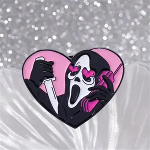 Funny Pins for Backpacks, Cute Ghost Enamel Pins Bulk for Hats, Kawaii Skeleton Brooches, Alloy Skull Shaped Enamel Pin for Horror Style