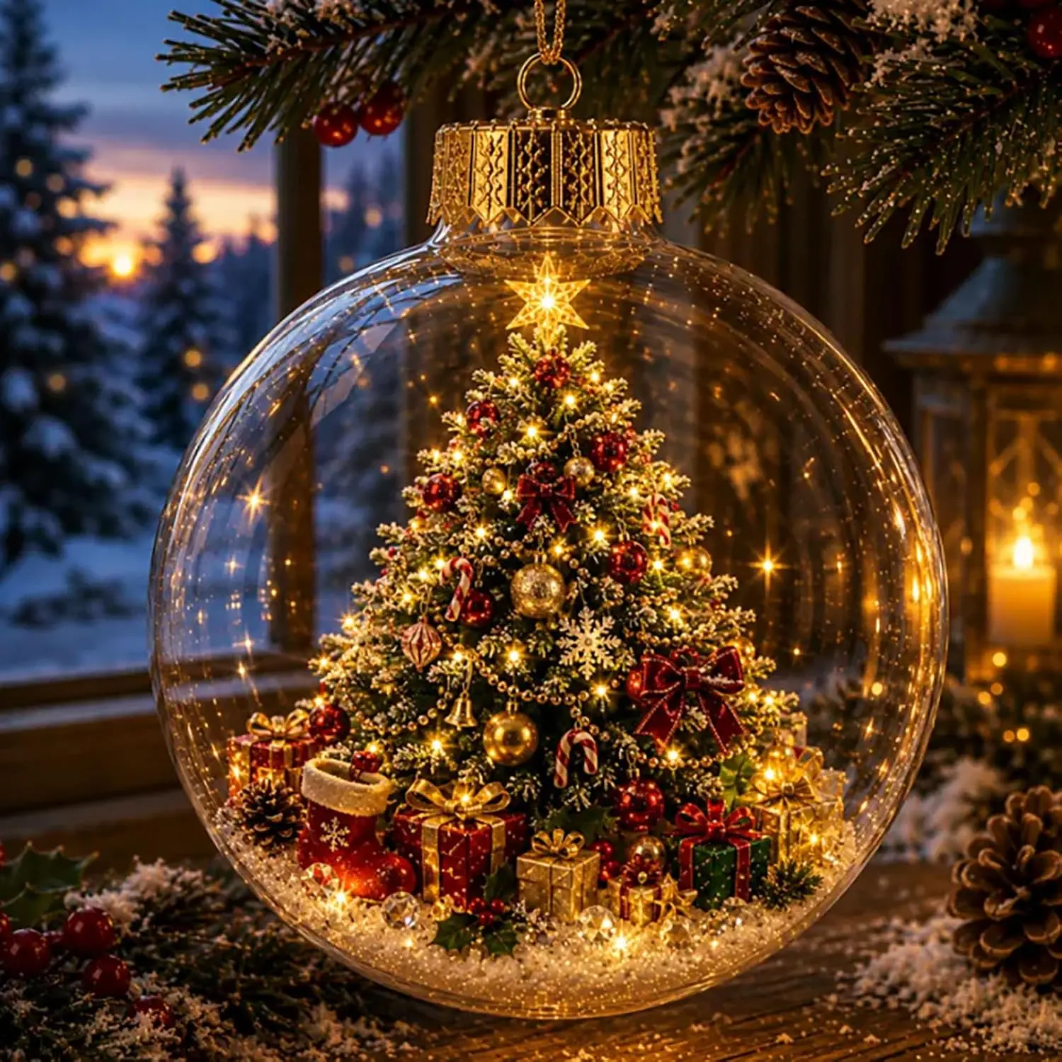 Christmas Story acrylic Ornament, Mini Winter Holiday Scene Clear Bauble, Festive Keepsake Gift for Home Christmas Party Tree Decoration