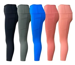 Women High Waisted Leggings Tummy Control Leggings with Pockets, Non See Through Stretch Yoga Pants, Workout Leggings for Gym Fitness Running, Squat Proof Activewear, Soft Breathable Athletic Pants, Female