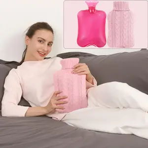 Hot Water Bottle with Knitted Cover, 2L Hot Water Bag for Hot and Cold Compress, Hand Feet Warmer, Soft Hot Water Bottle for Neck, Back, Shoulders, Legs & Menstrual Relief