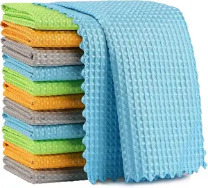 Microfiber Glass Cleaning Cloth 12 Pcs , Lint Free Cloth Polishing Cleaning Rags, Kitchen Dishcloths, Microfiber Towels for Car Detailing, Window