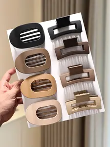 8pcs simple large gold ingot duck bill clip hollow hair clip on the back of the head, elegant hair clip suitable for all kinds of scenes, matte hollow non-slip square hair clip suitable for women's daily life and back-to-school season gifts