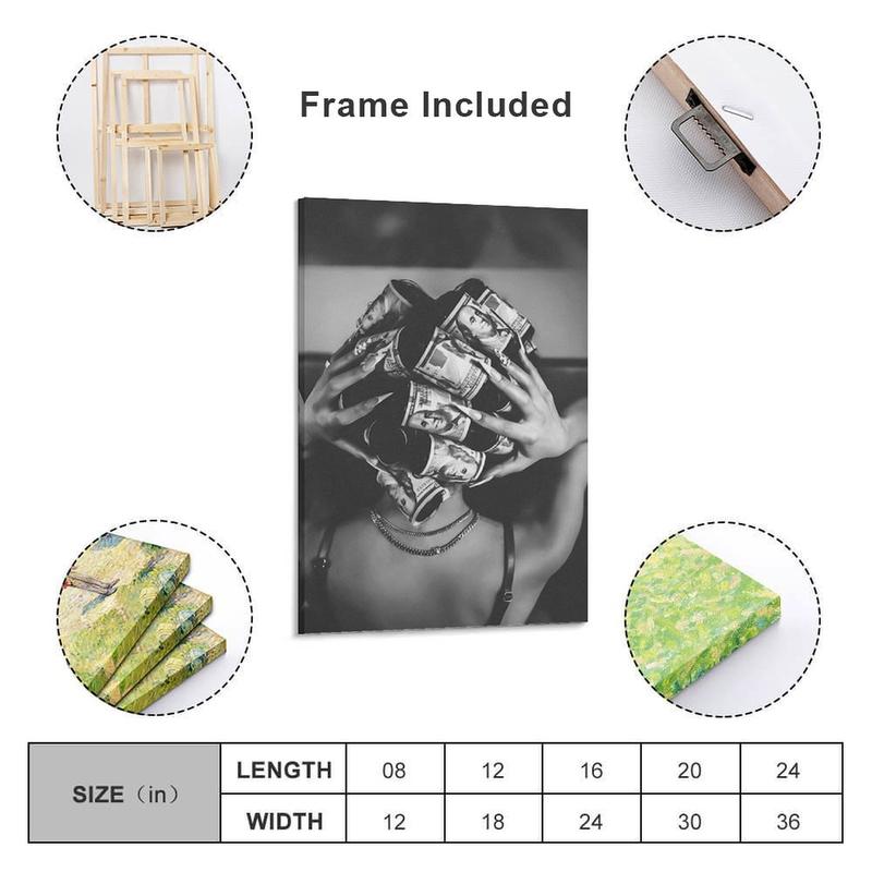 Black and White Black Woman Wall Art, Girl Art Print, Fashion Trendy Poster, Money Art, Modern Woman Art for Home or Office Decor