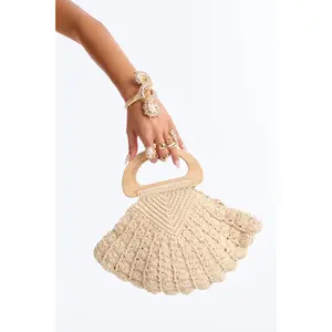 Shellscape Crochet Satchel Handbag - Natural/Combo