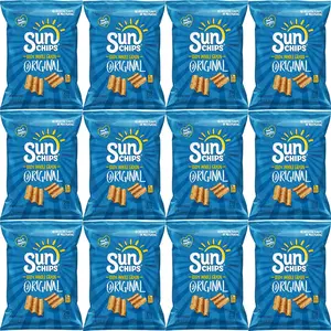 SunChips Original Multigrain Chips, 1.5 oz Bags (Pack of 12) Bundled by Shoppyway Snack Crispy Crunchy Bites Corn