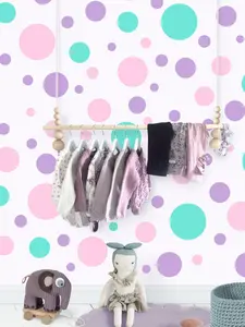 Create-A-Mural Pastel Polka Dot Wall Stickers – Removable Peel & Stick Decals for Girls' Rooms, Playrooms, and More Decor Decorative