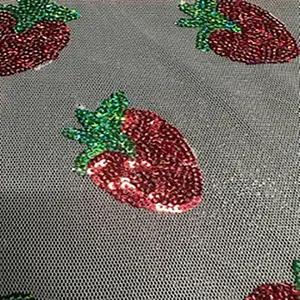Sparkly Strawberry Sequin Fabric on Polyester Mesh for Sewing Dancewear, Cosplay Costumes & DIY Crafts, 55/56" Wide