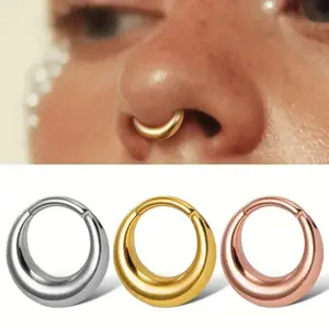Stainless Steel Septum Hoop Rings, 10mm Segment Nose Rings for Men & Women, Piercing Clicker Hoop, Cartilage Earring for Rook, Daith, Tragus