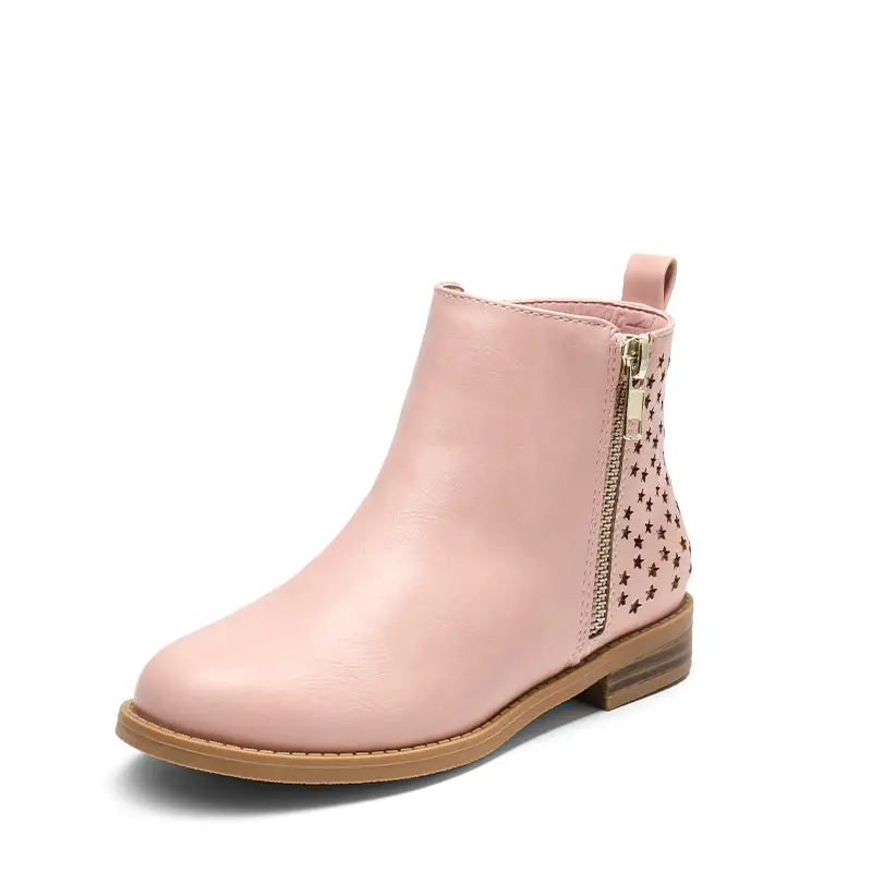 Dream Pairs Kids Side Zipper Low Heel Ankle Boots