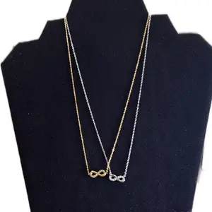 Stainless Steel Infinity Necklace in Silver and Gold with Twisted Design  for Youth Elegant and Versatile Accessory