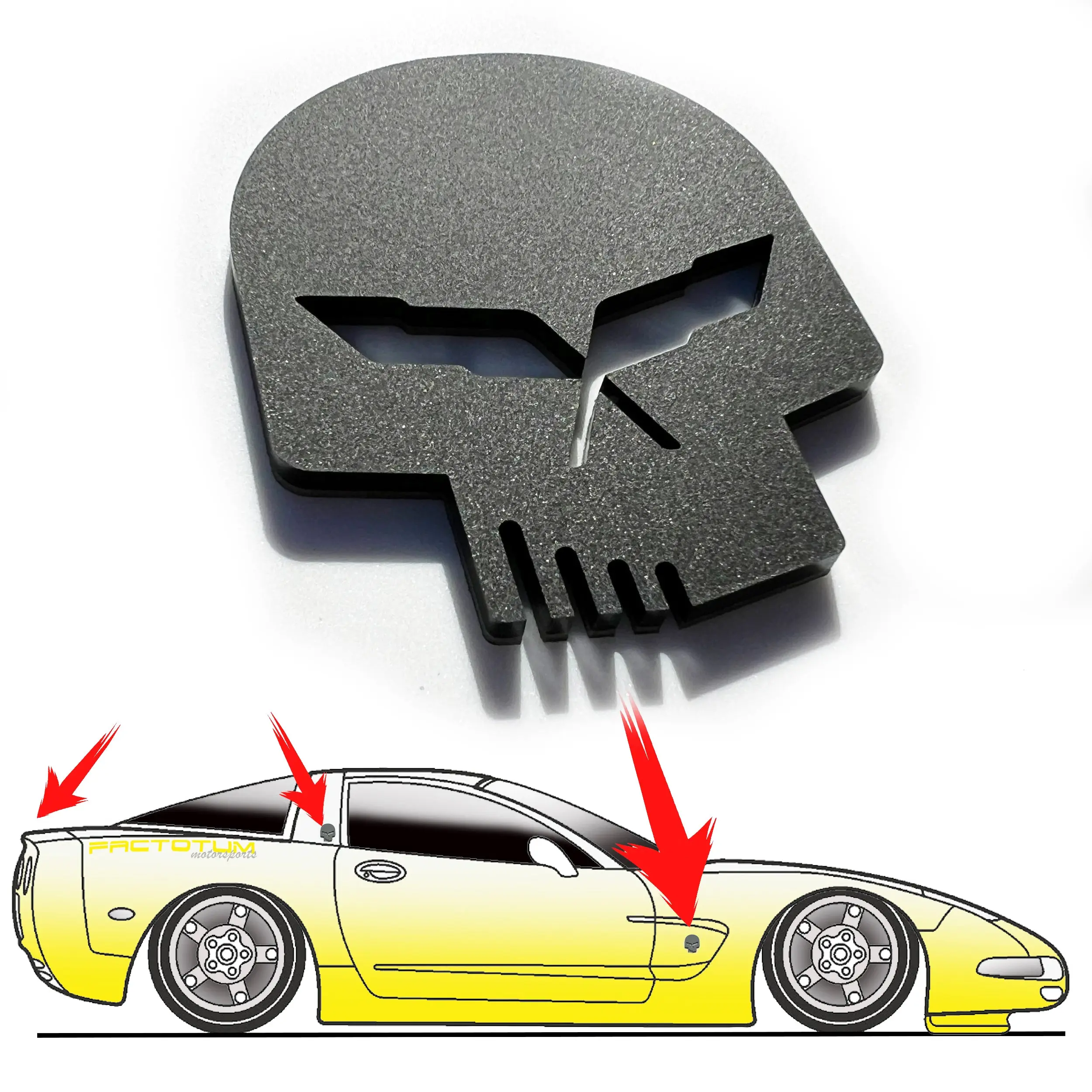 ONE (1) C5 Vette JAKE Skulls fits Chevy Corvette Racing Emblems Badges C5R
