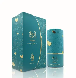 Al Absar Ifrah Perfume 100ml for Women Elegant Blue Design with Gold Accents & Wave Pattern Packaging Aromatic Delight Banana Pear Fragrance