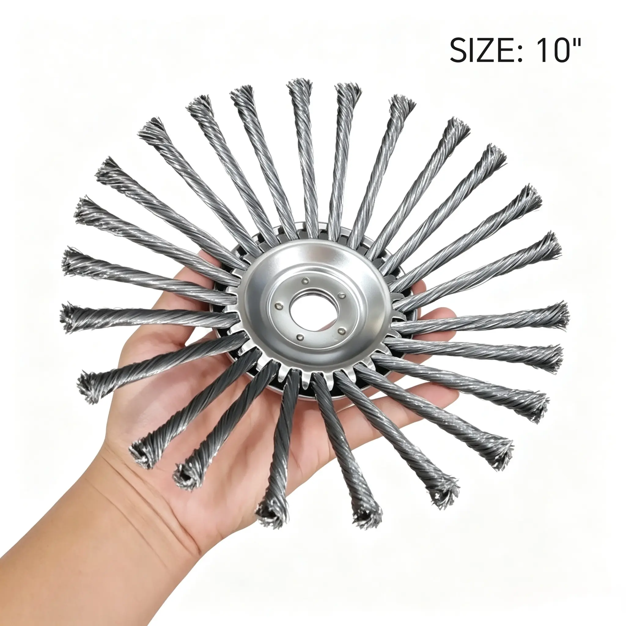 Durable Heavy-Duty Steel Wire Weeding Wheel Kit (6/8/10 in) – Electric Trimmer Head Attachment with 4 Mounting Washers, Universal Adapter for Garden Tool Weed Removal Tasks