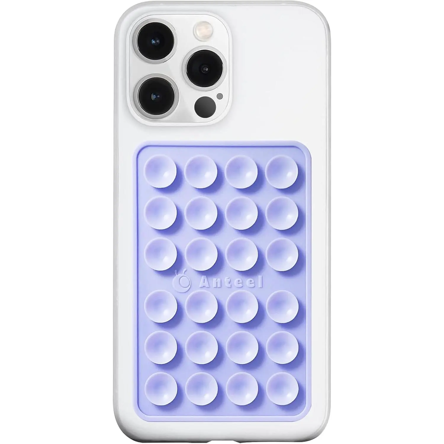 Anteel MAX-Sized  Suction Phone Case Adhesive Mount, Durable, Hands-Free Sticky Phone Holder, Upgraded Thickened and Enhanced Suction Power Sticky Phone Grip, 2.56"x3.94" (Lavender)