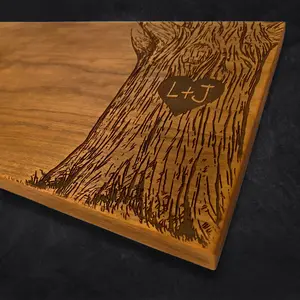 Initials Carved in a Tree Personalized Cutting Board