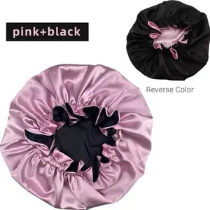 Satin adjustable double layer sleep bonnet. Suprise random color, plus free gift