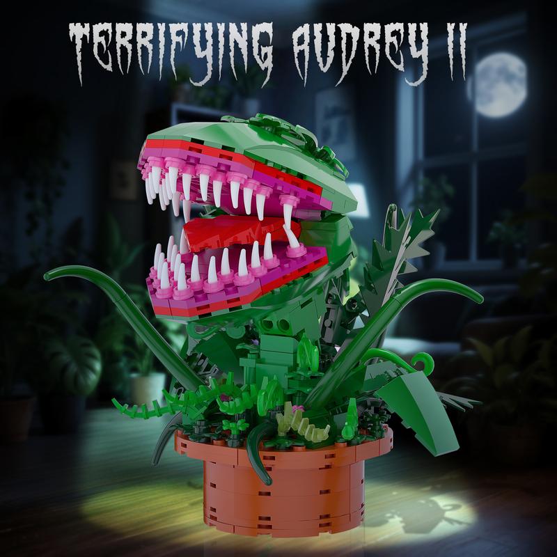TENHORSES Audrey II Piranha Plant Building Blocks Kit 342 Pieces Compatible with Lego Sets Little Shop of Horrors Openable Mouth DIY Model for Kids Over 8 Years Old Halloween Gift