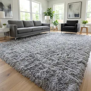Large Area Rugs for Living Room, 7x10 Soft  Shaggy Rug, Machine Washable Non-Slip Plush Fuzzy Indoor Carpet, Aesthetic  Decor for Bedroom, Room,,Dorm, Grey